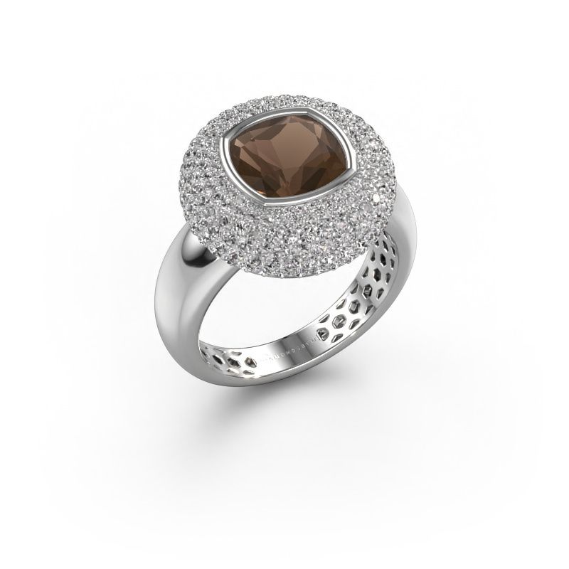 Ring Keshia 950 platinum smokey quartz 8 mm