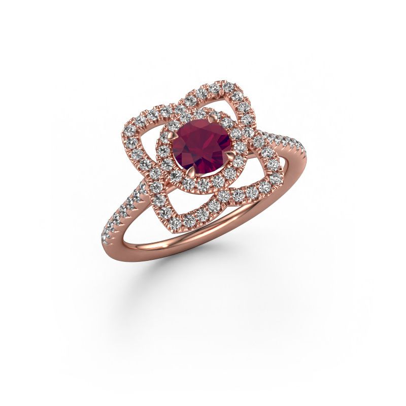 Verlovingsring Cleopatra 585 rosé goud rhodoliet 5 mm