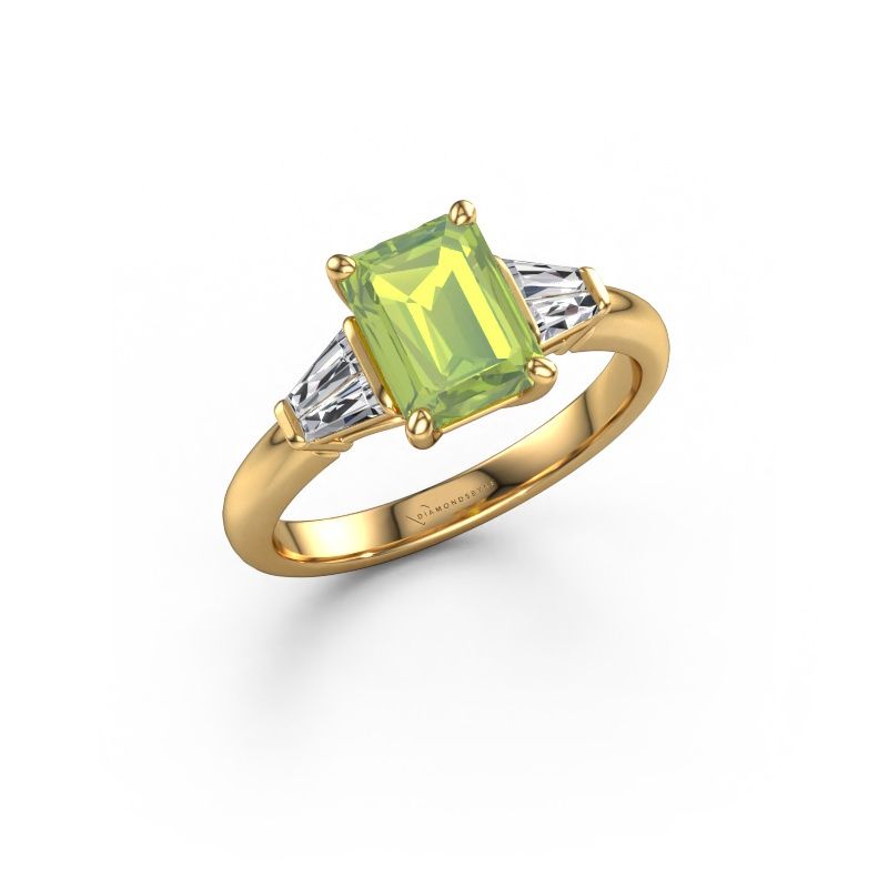 Anello di fidanzamento Kina EME 585 oro peridoto 8x6 mm