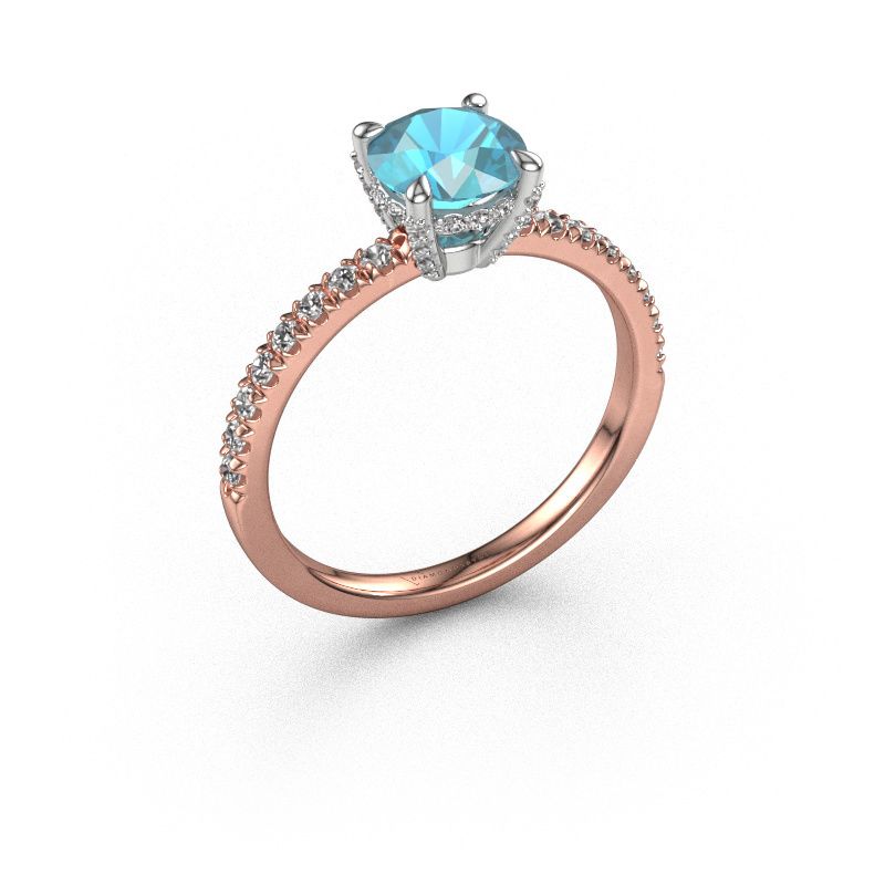 Verlovingsring Saskia rnd 1 585 rosé goud blauw topaas 6.5 mm