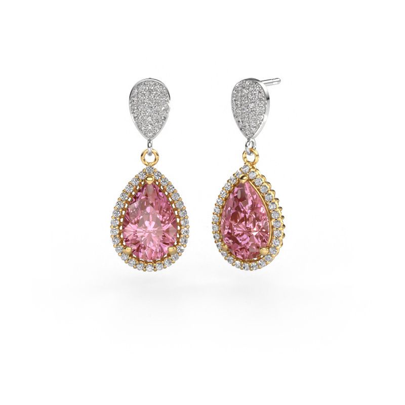 Drop earrings Tilly per 2 585 gold pink lab grown diamond 12x8 mm