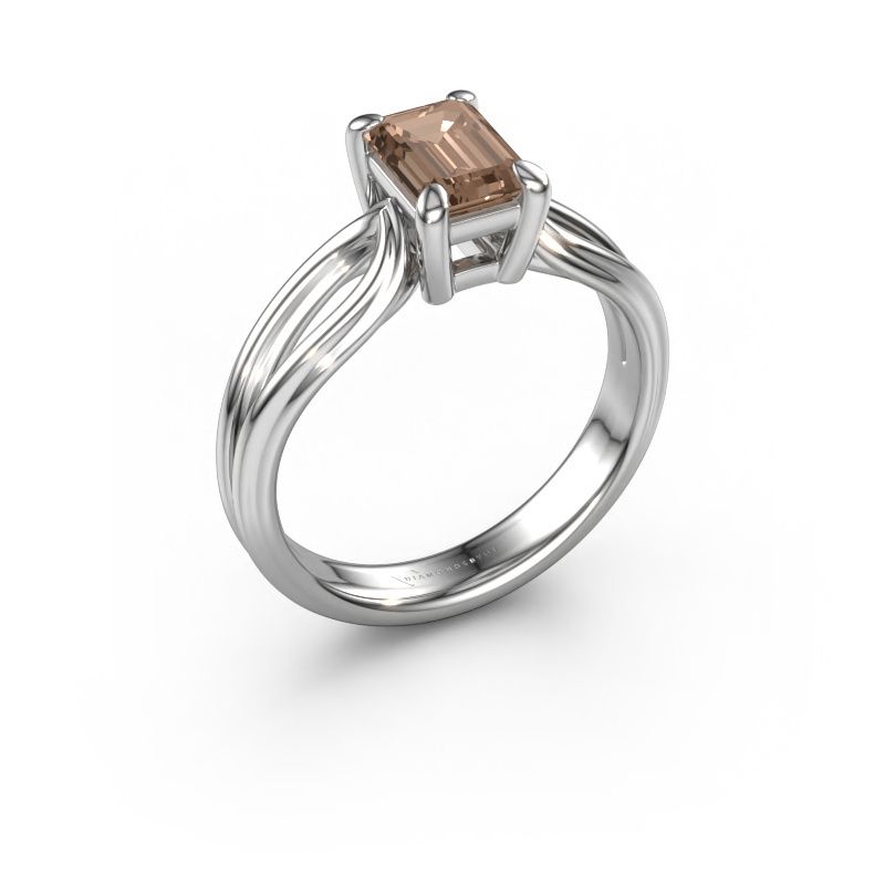 Verlovingsring Antonia eme 1 950 platina bruine diamant 1.15 crt