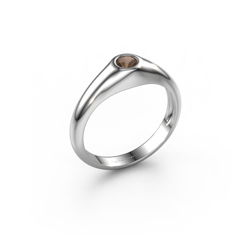 Pinkring Thorben 950 platina rookkwarts 5 mm