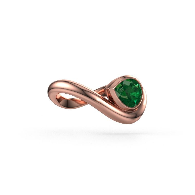 Bague Lena 585 or rose emeraude 8x6 mm