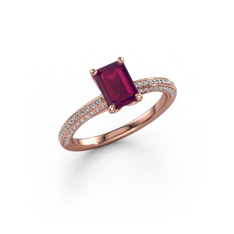 Verlobungsring Elenore eme 585 Roségold Rhodolit 7x5 mm