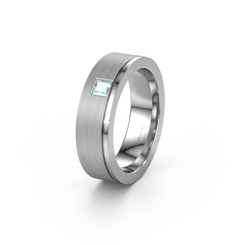 Wedding ring WH0550L16CMP 950 platinum aquamarine ±0.24x0.09in