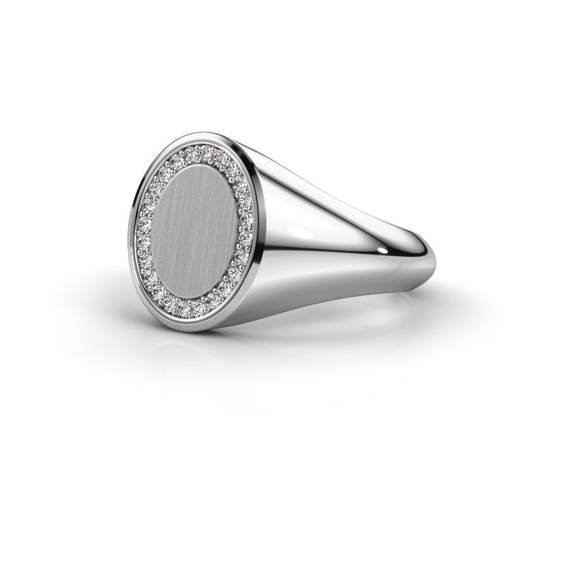 Image of Signet ring Rosy Oval 2 925 silver lab-grown diamond 0.008 crt