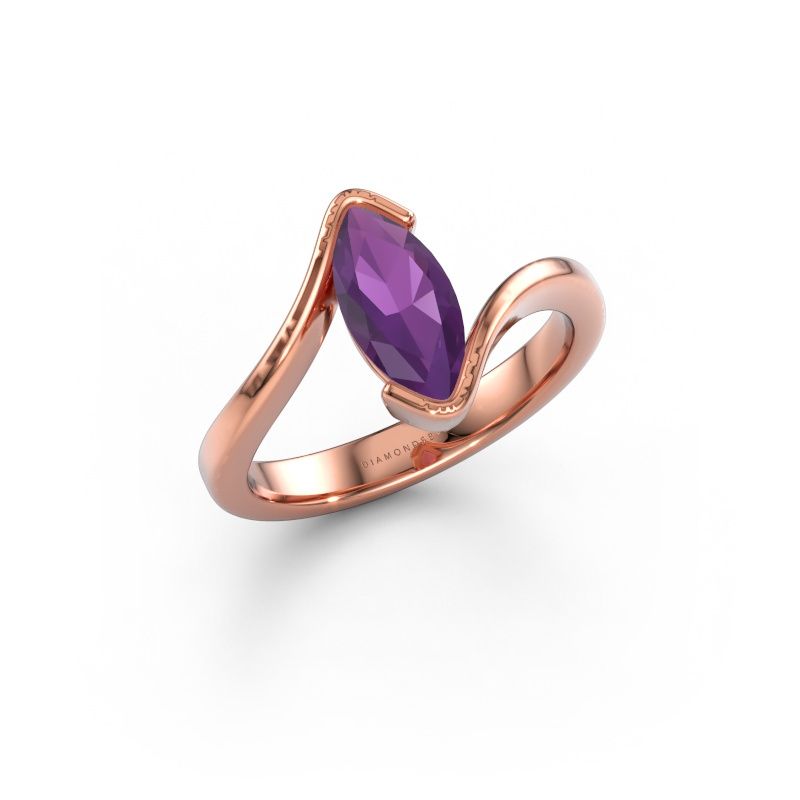 Verlovingsring Serenity 585 rosé goud amethist 10x5 mm