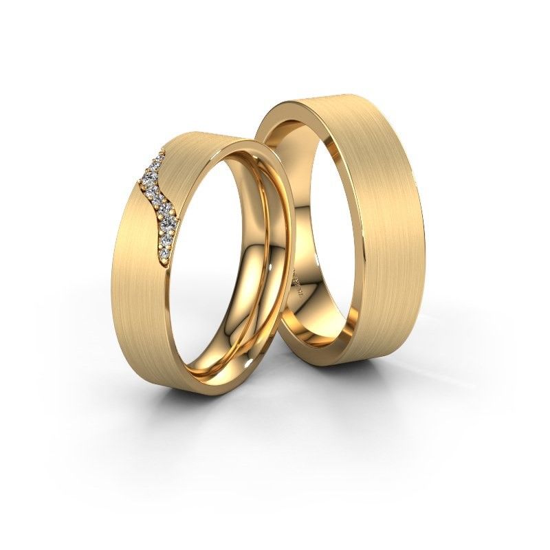 Image of Wedding rings set WH2100LM46BM ±6x2 mm 14 Carat white gold diamond 0.003 crt