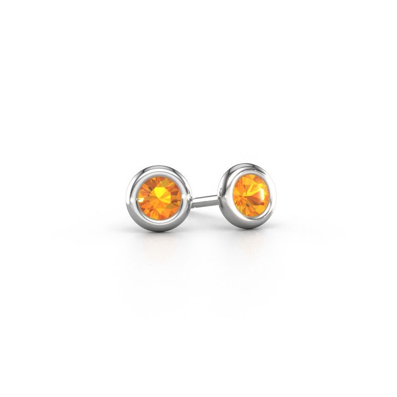 Oorstekers Lieke RND 950 platina citrien 4 mm