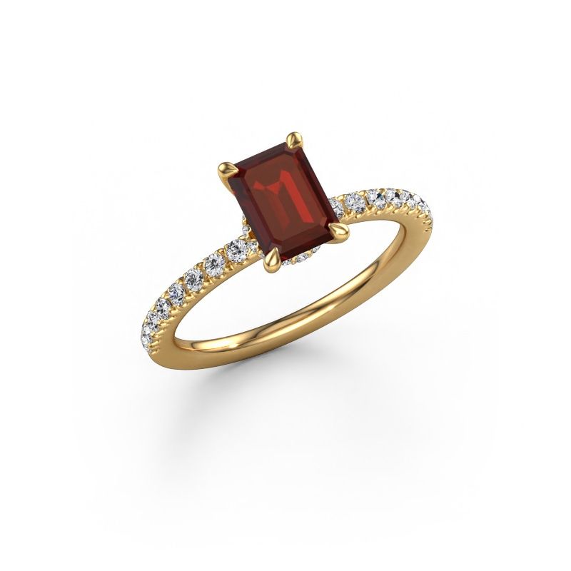 Bague de fiançailles Crystal EME 4 585 or jaune grenat 7x5 mm