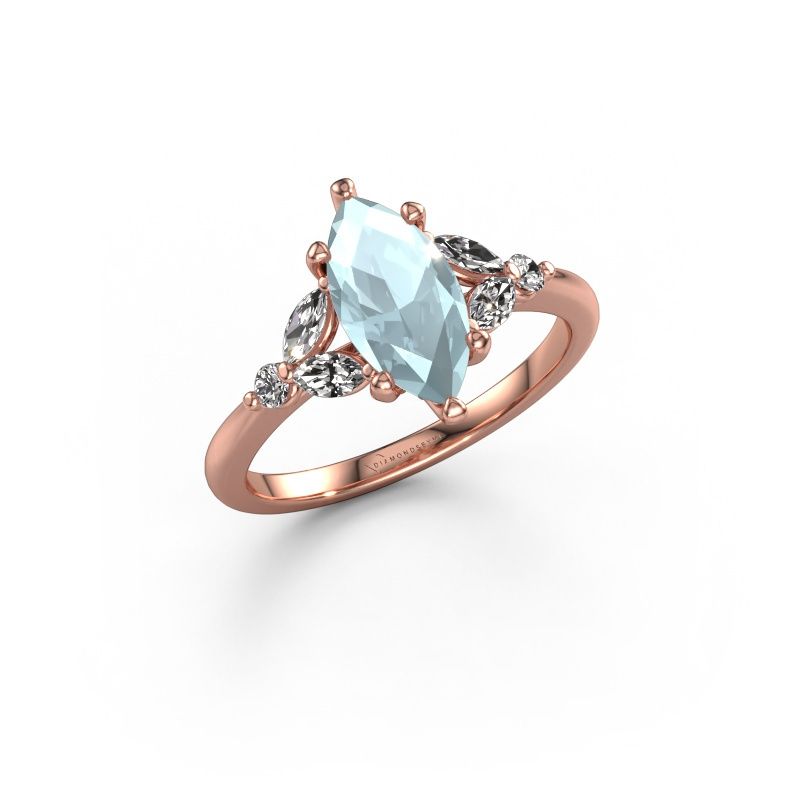 Engagement ring Megan MRQ 585 rose gold aquamarine 11x5.5 mm