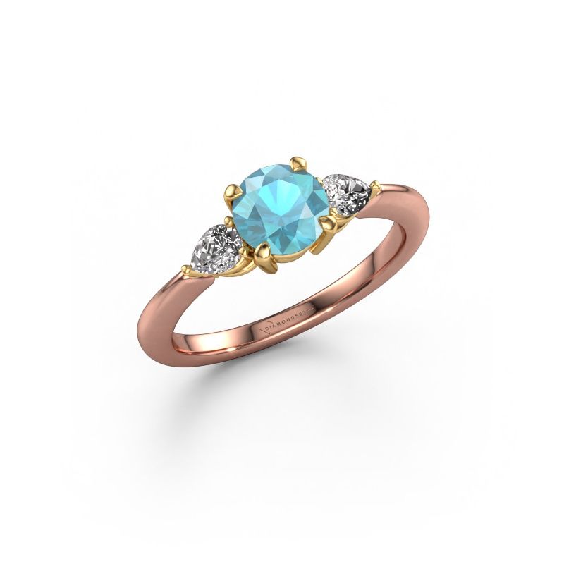 Engagement ring Chanou RND 585 rose gold blue topaz 6 mm
