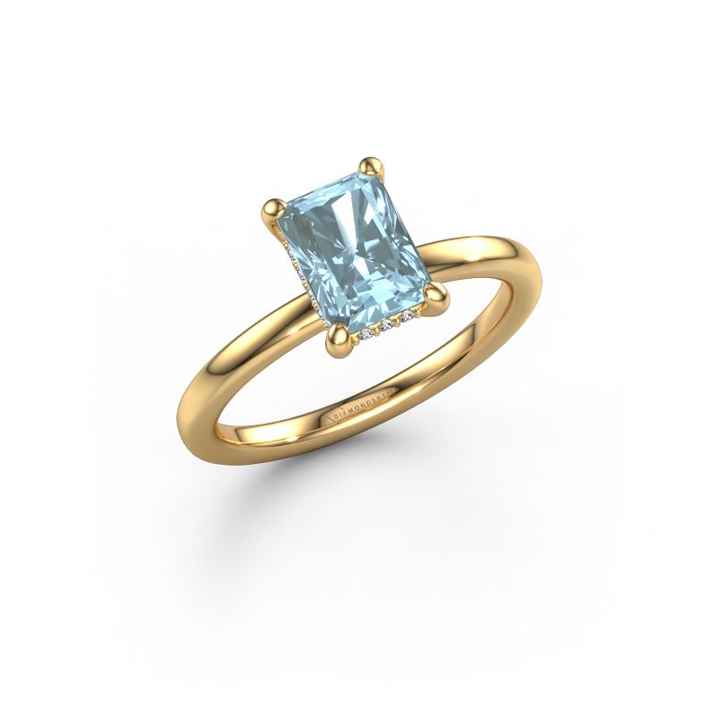 Engagement ring Simone RAD 2 585 gold blue lab grown diamond 7.5x5.5 mm