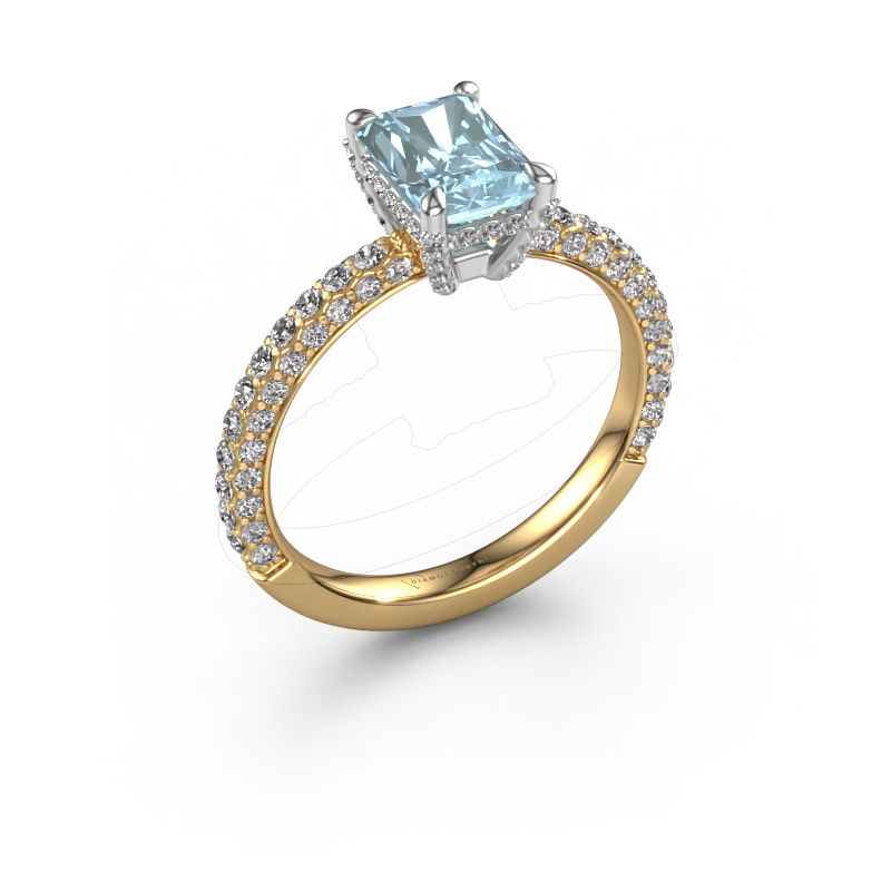 Engagement ring Saskia RAD 2 585 gold blue lab grown diamond 7.5x5.5 mm