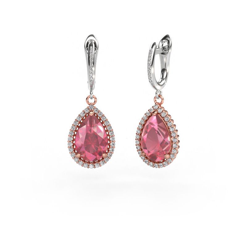 Drop earrings Tilly per 4 585 rose gold tourmaline pink 12x8 mm