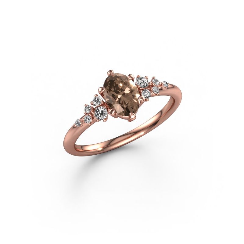 Ring Royce OVL 585 rosé goud bruine diamant 0.70 crt