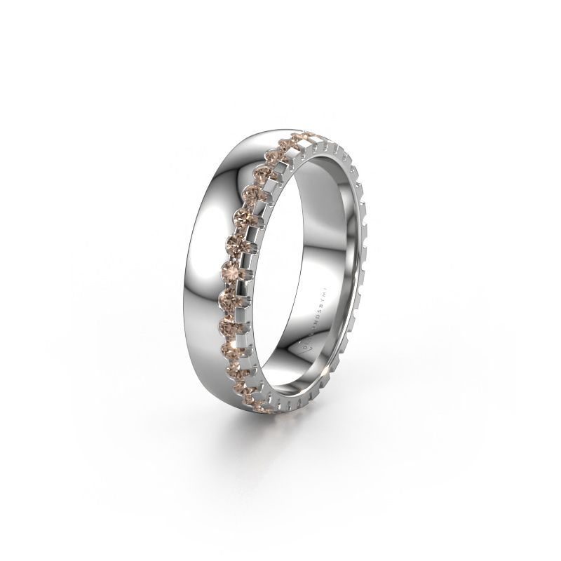 Wedding ring WH6122L25B 950 platinum brown diamond ±5x2 mm