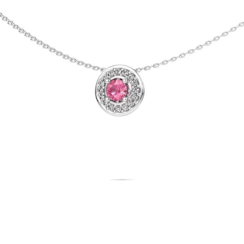 Anhänger Agaat 585 Weißgold Pink Saphir 4 mm
