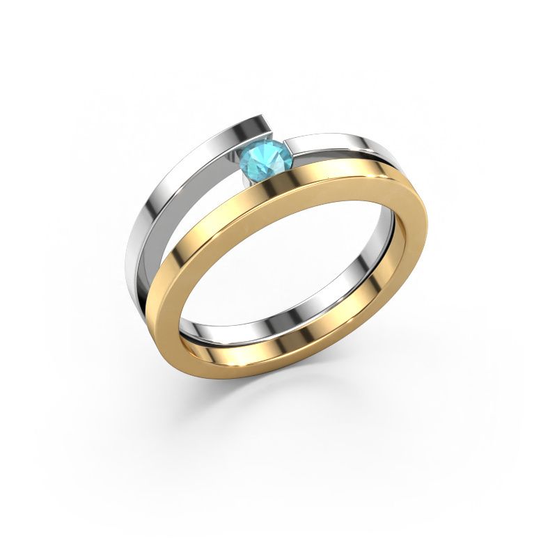 Bague Sandy 585 or jaune topaze bleue 3.4 mm