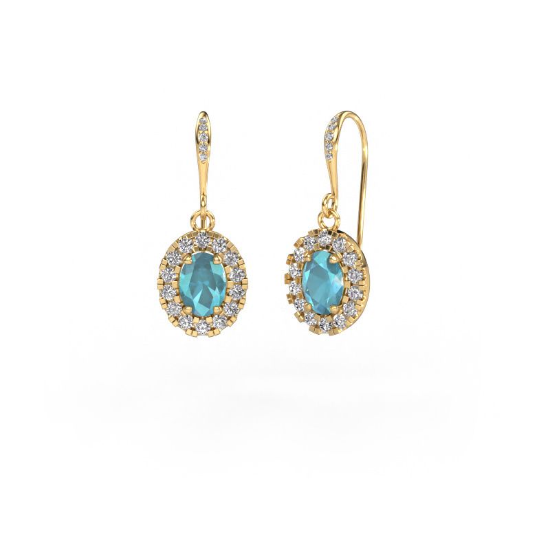 Drop earrings Jorinda 2 585 gold blue topaz 7x5 mm