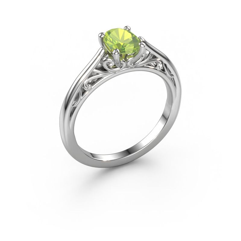 Verlobungsring Shannon ovl 950 Platin Peridot 7x5 mm
