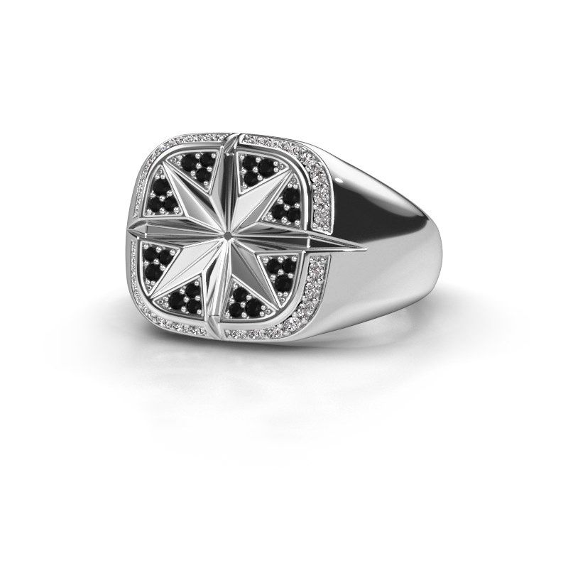 Afbeelding van Heren ring Ravi<br/>585 witgoud<br/>Zwarte diamant 0.378 crt