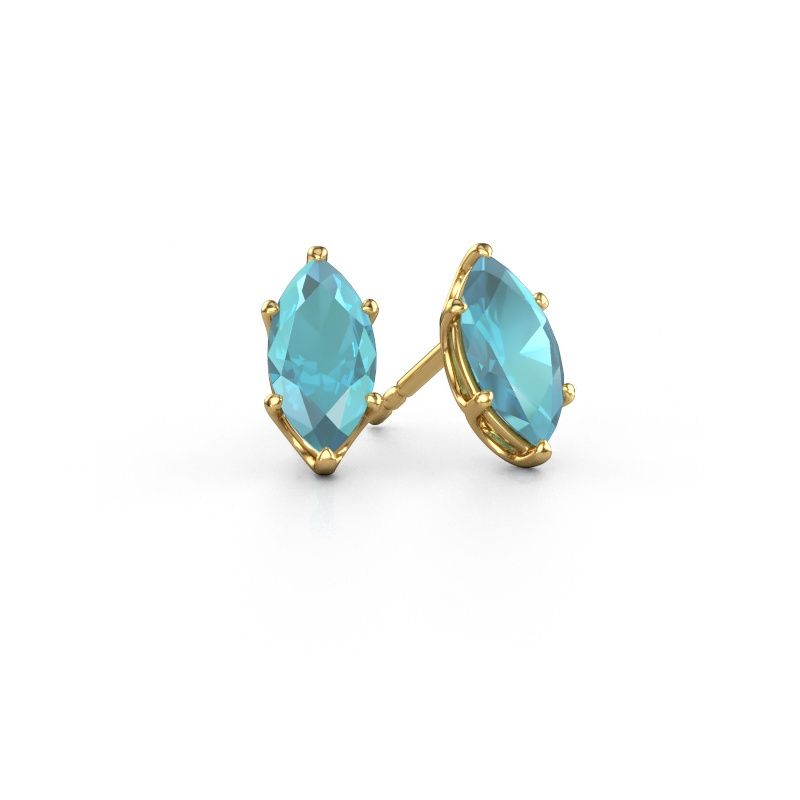 Stud earrings Sam MRQ 585 gold blue topaz 10x5 mm