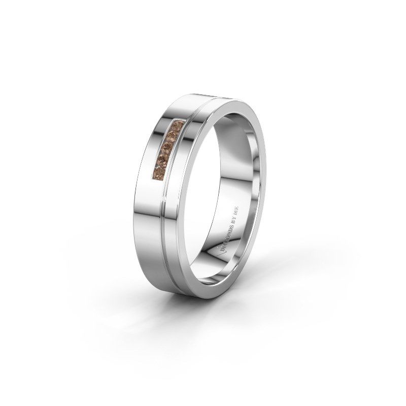 Image of Wedding ring WH0307L15AP<br/>950 platinum ±5x1.7 mm<br/>Brown diamond
