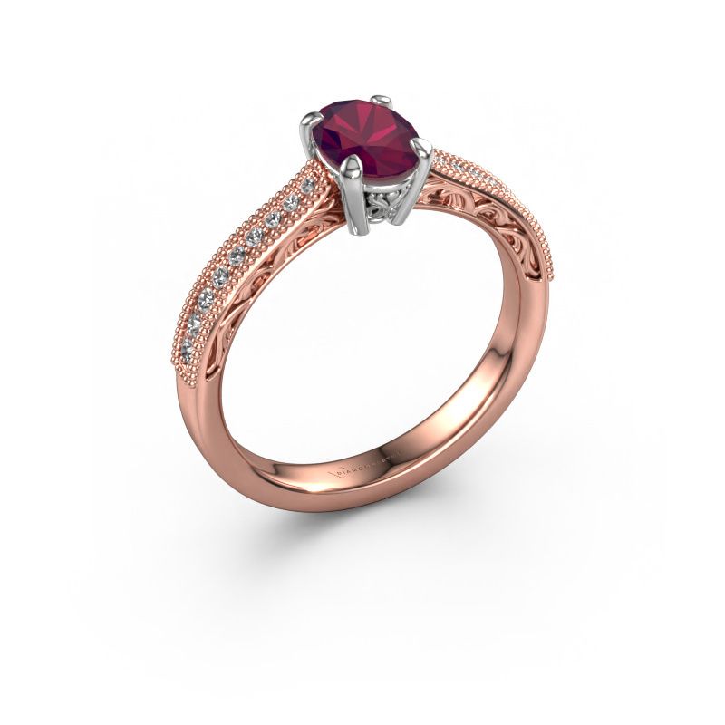 Verlobungsring Shonta OVL 585 Roségold Rhodolit 7x5 mm