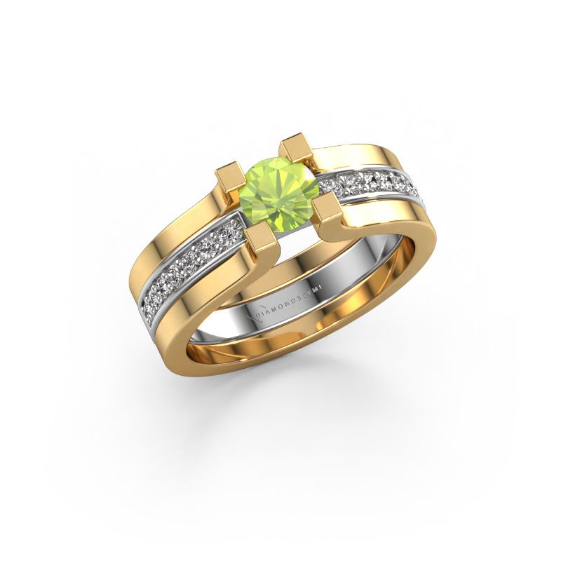 Bague de fiançailles Myrthe 585 or blanc péridot 5 mm