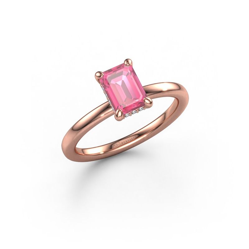Engagement ring Simone EME 2 585 rose gold pink sapphire 7x5 mm