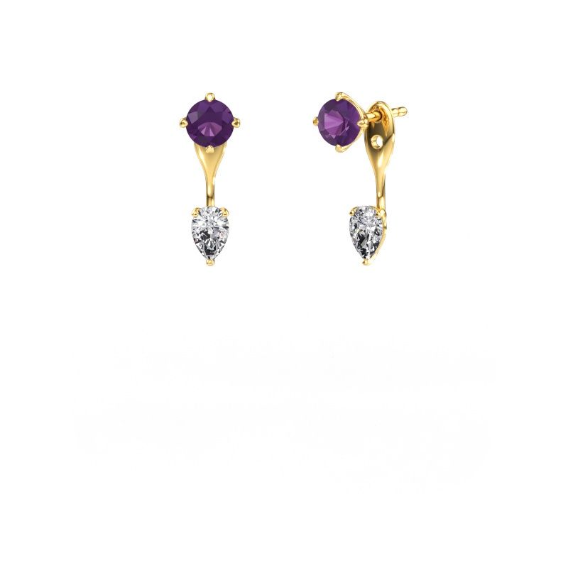 Drop earrings Kate RND-PER 585 gold amethyst 5 mm