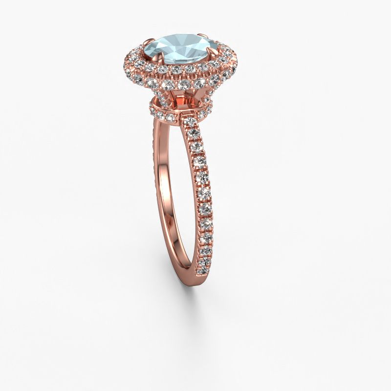 Image of Engagement ring Talitha OVL 585 rose gold aquamarine 7x5 mm
