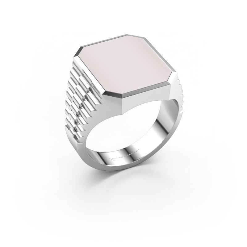 Zegelring Brent 4 585 witgoud rode lagensteen 16x13 mm