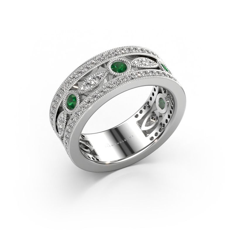 Ring Jessica 585 witgoud smaragd 2.5 mm