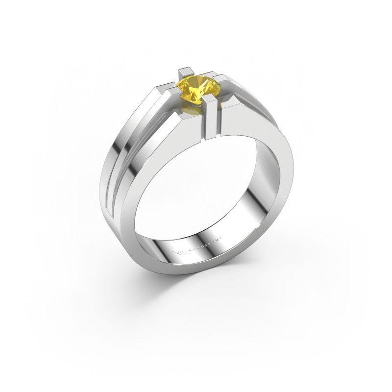 Herrenring Kiro 950 Platin Gelb Saphir 5 mm