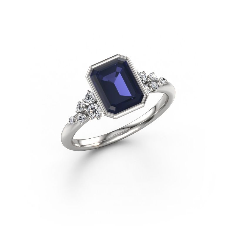 Verlovingsring Aliyah EME 585 witgoud saffier 8x6 mm