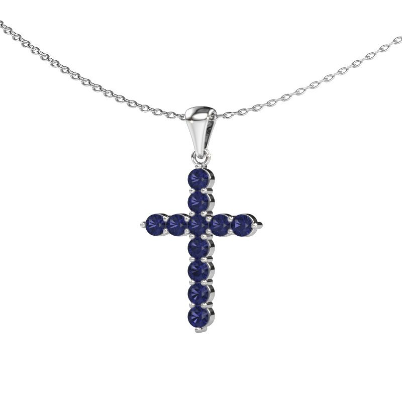 Hanger Cross 950 platina saffier 2.5 mm