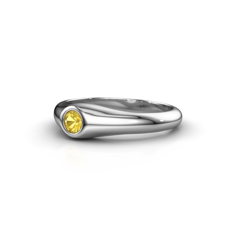 Image of Pinky ring thorben<br/>950 platinum<br/>Yellow sapphire 4 mm