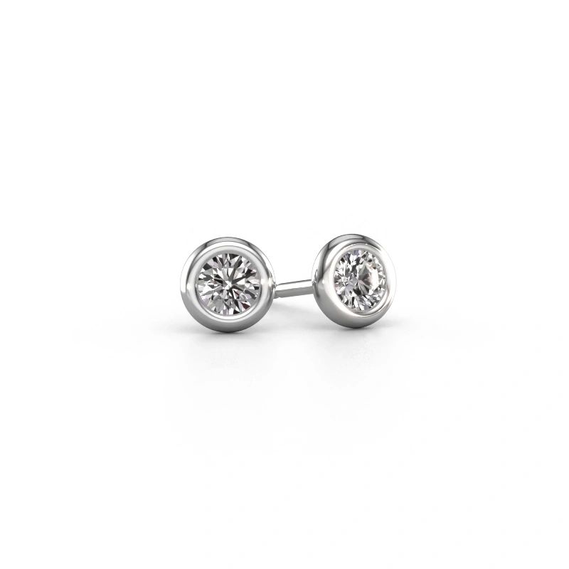 Clous d'oreilles Lieke RND 585 or blanc diamant 0.50 crt