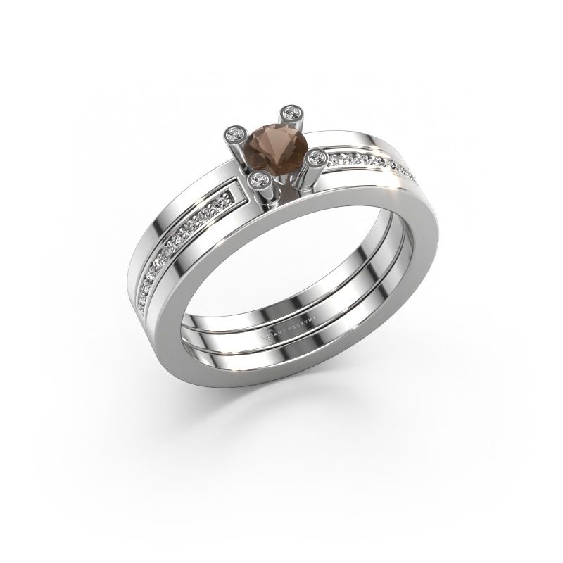 Verlovingsring Alisha 585 witgoud rookkwarts 4 mm