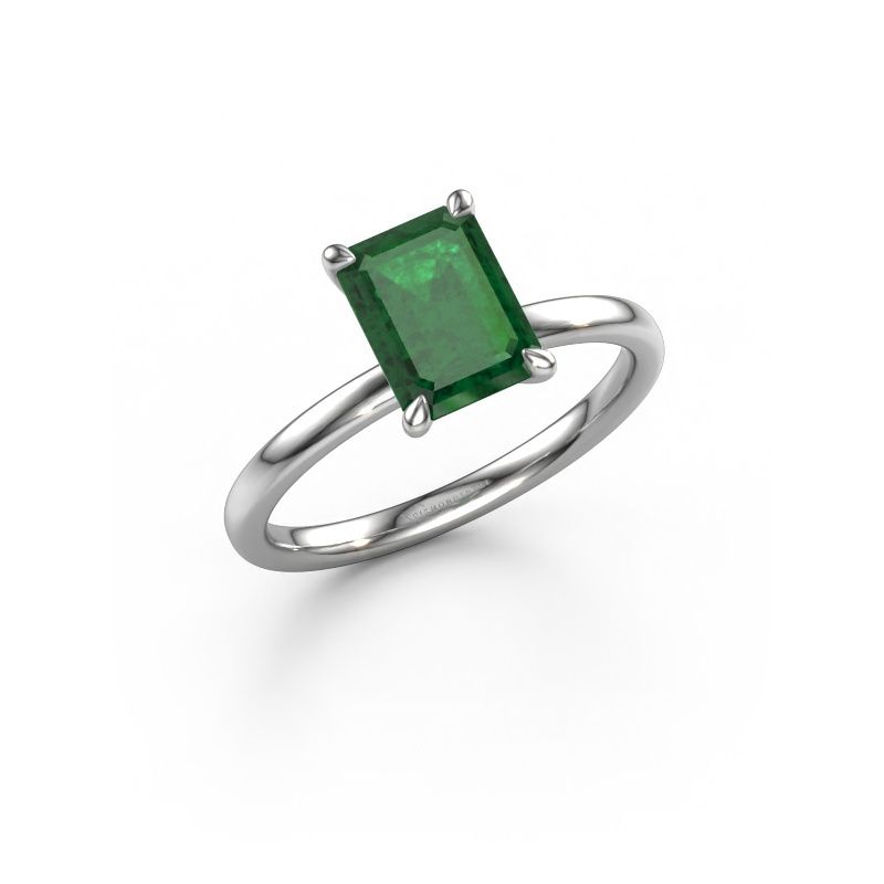 Engagement ring Crystal EME 1 585 white gold emerald 8x6 mm