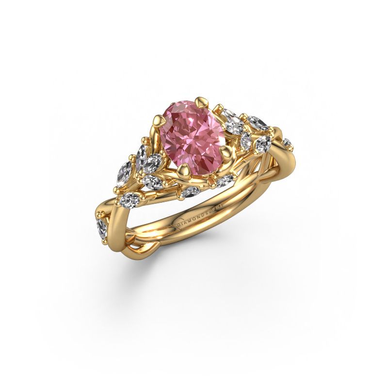 Engagement ring Samantha OVL 585 gold pink lab grown diamond 7,5x5,5 mm