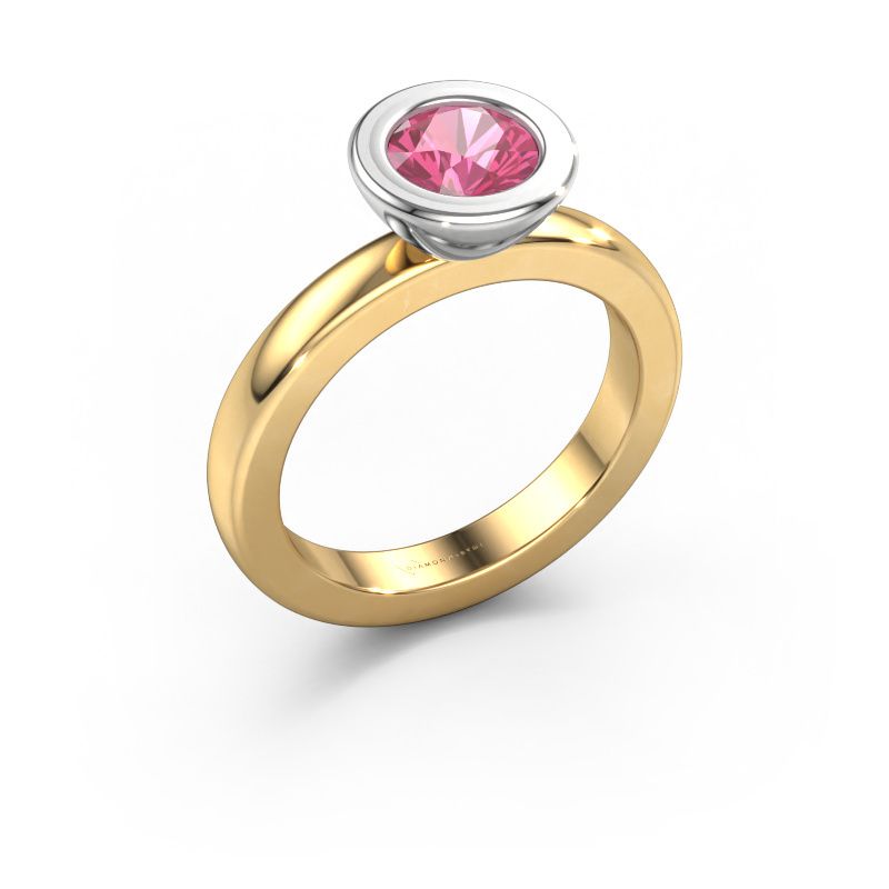 Stapelring Eloise Round 585 goud roze saffier 6 mm