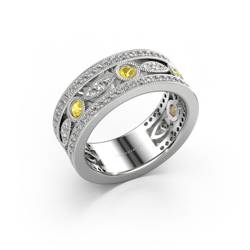 Ring Jessica 585 white gold yellow sapphire 2.5 mm