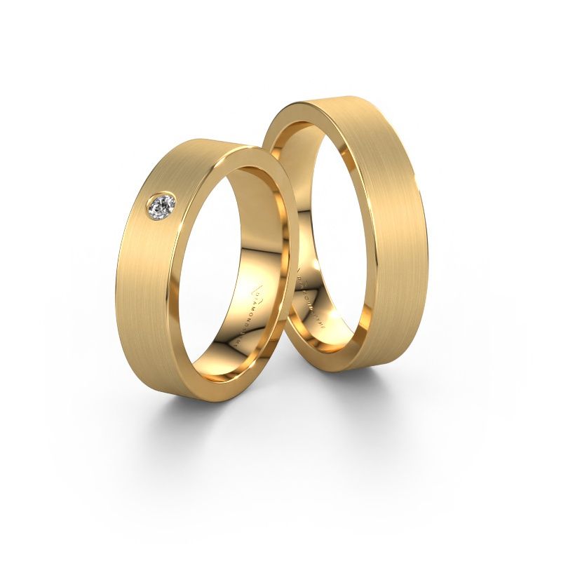 Wedding rings set WH0101LM15BM ±5x2 mm 14 Carat gold diamond 0.08 crt