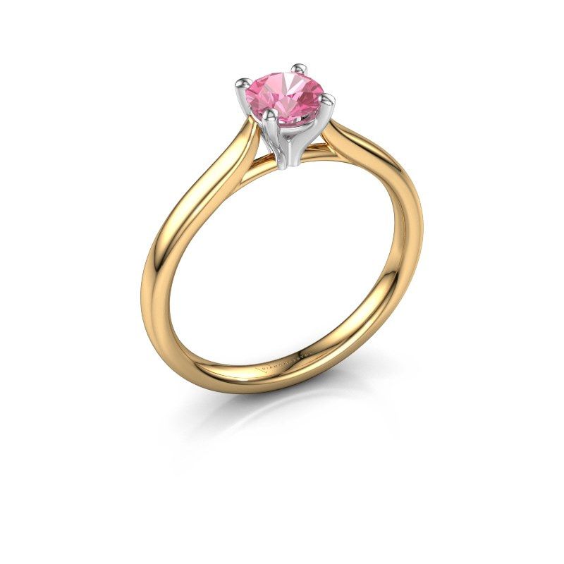 Afbeelding van Verlovingsring Mignon rnd 1 585 goud roze saffier 5 mm