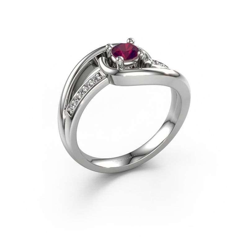 Ring Aylin 585 witgoud rhodoliet 4 mm