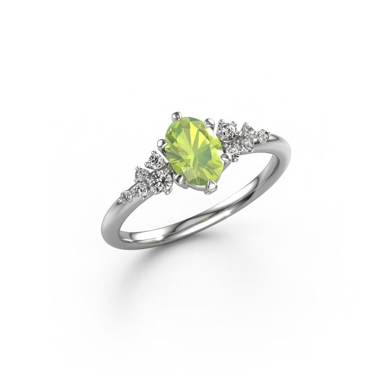 Ring Royce OVL 950 platina peridoot 7x5 mm